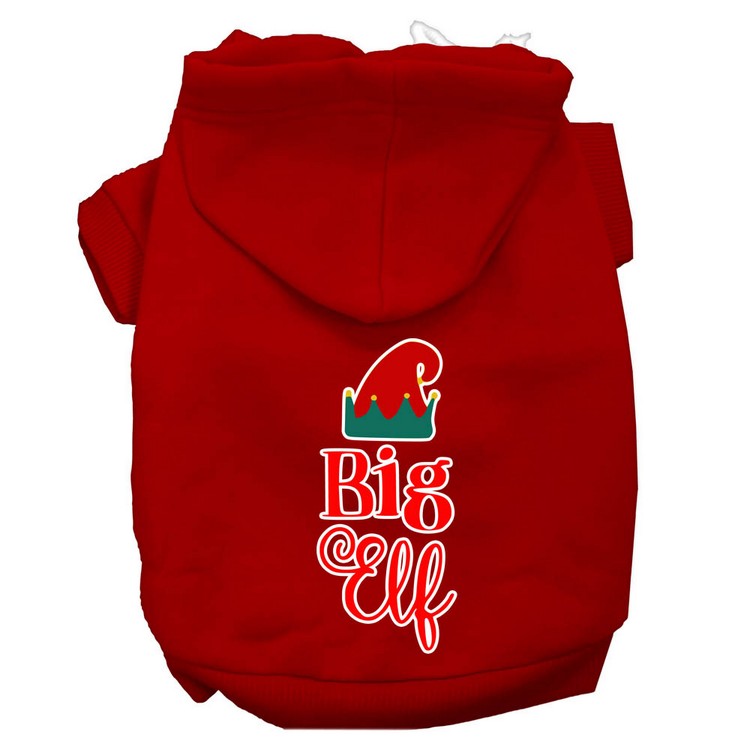 Big Elf Screen Print Dog Hoodie Red XS